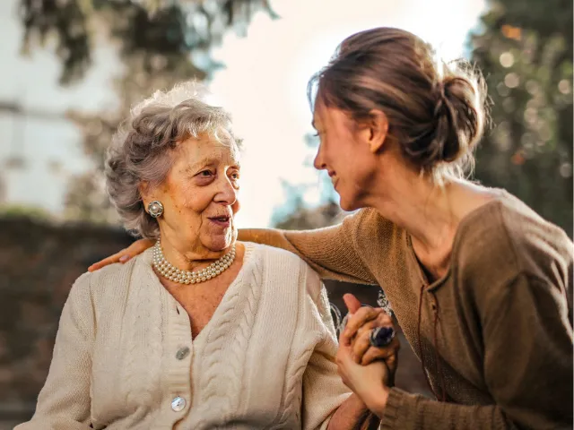 older person and helper